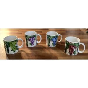 4 Vintage Sakura Table Sonoma Coffee Mugs Cups Vintage Select Paul Brent Grapes